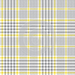 Plaid pattern in grey  yellow  white. Herringbone glen for modern spring and summer fashion textile print.