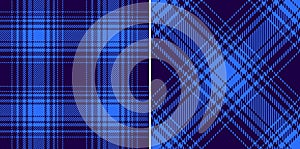 Plaid pattern ombre in bright neon blue. Seamless tartan check graphic vector monochrome backgrounds for dress, skirt, flannel.