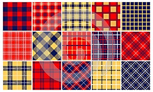 Plaid pattern. Seamless tartan print scotland classic design, abstract traditional scottish fabric, modern colorful