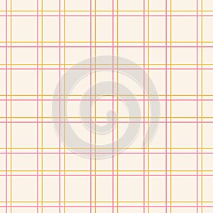 Plaid pattern. Square grid vector seamless texture. Abstract linear background