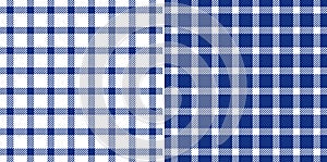 Plaid pattern tattersall in royal blue and white. Seamless windowpane gingham check graphic for spring summer autumn winter shirt.