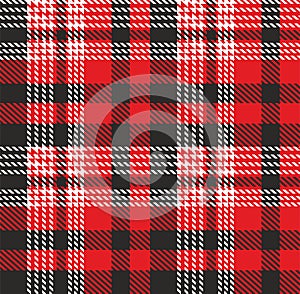 Plaid pattern. Template for clothing fabrics. Red Lumberjack. Seamless tartan flannel shirt print. Christmas decorative background photo