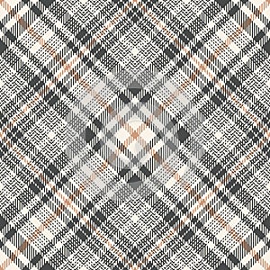 Plaid pattern tweed check vector in grey and beige. Seamless abstract tartan plaid background graphic for skirt, blanket, throw.