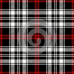 Plaid pattern vector in black, red, white. Herringbone textured simple seamless Scottish tartan check background graphic.