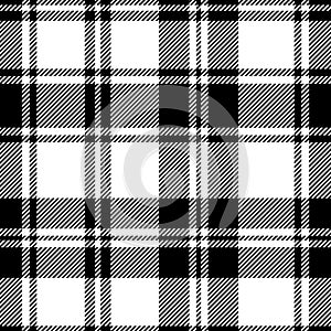 Plaid seamless pattern. Black check on white background. Repeated gingham geometric patern. Scottish style for design prints. Repe photo