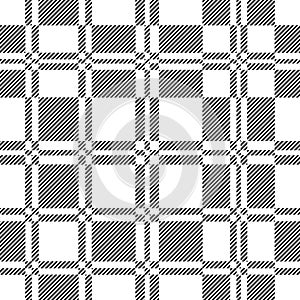 Plaid seamless pattern. Black check on white background. Repeated gingham geometric patern. Scottish style for design prints. Repe