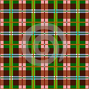 Plaid, seamless pattern, brown, green, vector background