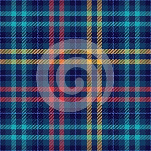 Plaid seamless pattern. Check blue color. Repeating tartan checks design. Repeated scottish fall flannel. Madras fabric print photo