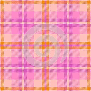 Plaid seamless pattern. Check pink color. Repeating tartan checks design. Repeated scottish fall flannel. Madras fabric prints