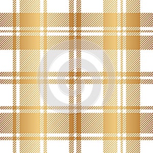 Plaid seamless pattern. Gold check. Golden background. Repeated gingham geometric patern. Scottish style for design prints. Repeat photo