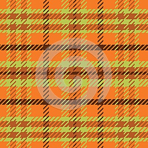 Plaid tartan checkered seamless pattern in orange, brown and yellow with twill texture.