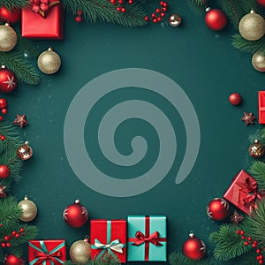 plain background with christmas decoration frame