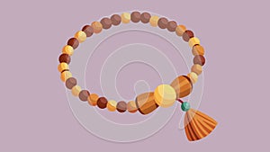 A plain bracelet is given a bohemian touch with the addition of handpainted wooden beads and tassels.. Vector