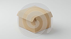 Plain cardboard box with a simple design is placed on a white surface. It features a