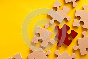 Plain colorful jigsaw puzzle  for Business & strategy concept