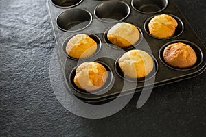 Plain cupcakes in baking tray