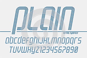 Plain display font popart design, alphabet, letters and numbers