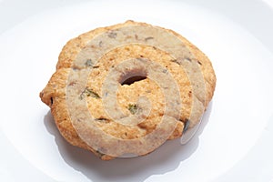 Plain dry dahi badhe for preparation of chaat, Garnished with cumin and green fresh coriander