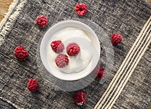 Plain Greek Yogurt with Raspberries