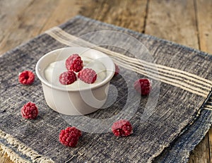 Plain Greek Yogurt with Raspberries