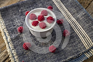 Plain Greek Yogurt with Raspberries