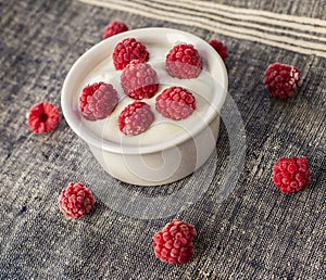 Plain Greek Yogurt with Raspberries