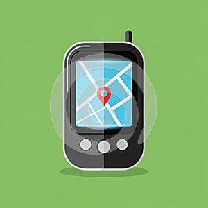 A plain green background emphasizing the electronic device as