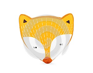 Plain icing sugar cookies in fox shape on white background