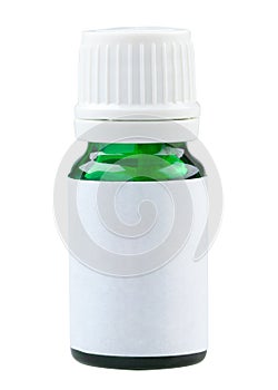 Plain label green glass medicine bottle