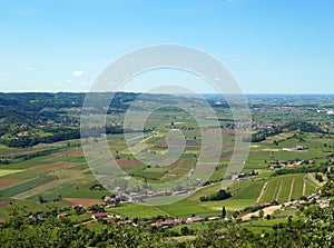 Plain landscape with fields seen from above