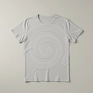 Plain light gray T-shirt displayed on a flat surface.