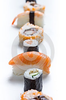 Plain mixed sushi rolls