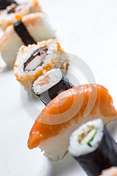 Plain mixed sushi rolls