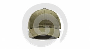 Plain Olive Green Baseball Cap on White Background