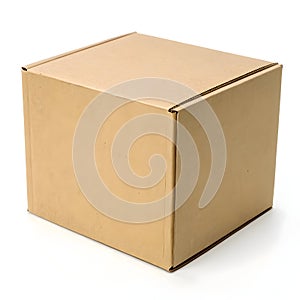 Isolated cardboard box isolated on white background photo