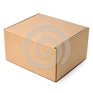 Isolated cardboard box isolated on white background photo