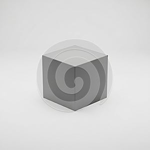 Simple Gray Cube Object Centered on a Light Gray Background geometric shape solid