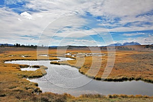 The plain and stream in Yellowstone national park