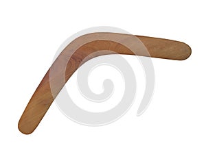 Plain wooden boomerang isolated. photo