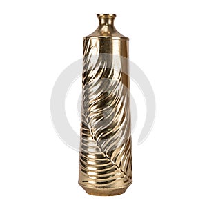 A plain vintage vase handcrafted with simple design in golden br