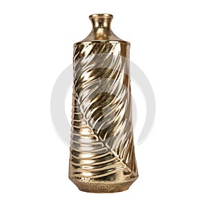 A plain vintage vase handcrafted with simple design in golden br