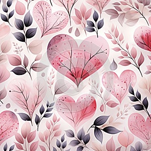 This plain watercolor card, adorned with tender hearts in varying pink tones, conveys a sweet, unspoken sentiment.