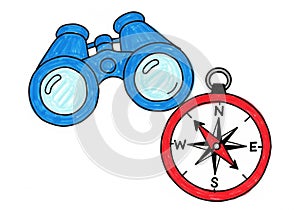 Plain white background, emphasizing a theme of exploration or