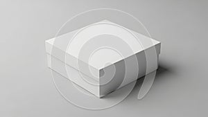 A plain white box is positioned on a subtle gray background, casting a soft shadow