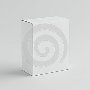 A plain white cardboard box with a simple, rectangular shape. The box appears close