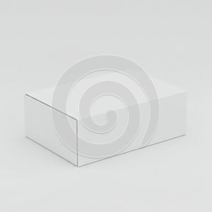 A plain white cardboard box with a smooth surface and clean lines. Rectangular in