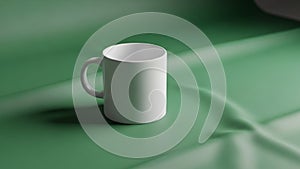 The mug has a simple cylindrical shape with a handle on the side