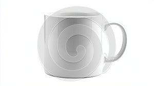 Plain white ceramic mug isolated on white background