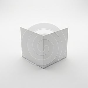 A Simple White Cube Object on a White Background with Subtle Shadows geometric shape