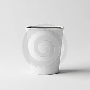 Plain White Disposable Paper Coffee Cup with Black Rim on White Background paper cup disposable cup